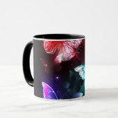 夜白熱［赤熱］光を放つの蝶3匹 マグカップ (正面左)