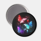 夜白熱［赤熱］光を放つの蝶3匹 マグネット (正面/裏面)