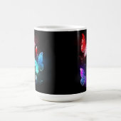 夜白熱［赤熱］光を放つの蝶3匹 モーフィングマグカップ (中央)