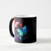 夜白熱［赤熱］光を放つの蝶3匹 モーフィングマグカップ (正面左)