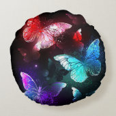 夜白熱［赤熱］光を放つの蝶3匹 ラウンドクッション (裏面)