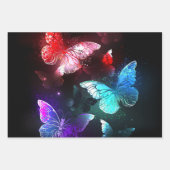 夜白熱［赤熱］光を放つの蝶3匹 ラッピングペーパーシート (正面3)