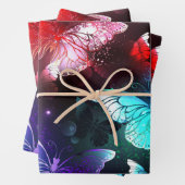 夜白熱［赤熱］光を放つの蝶3匹 ラッピングペーパーシート (インサイチュ)