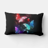 夜白熱［赤熱］光を放つの蝶3匹 ランバークッション (裏面)