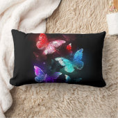 夜白熱［赤熱］光を放つの蝶3匹 ランバークッション (ブランケット)