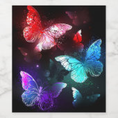 夜白熱［赤熱］光を放つの蝶3匹 ワインラベル (シングルラベル)