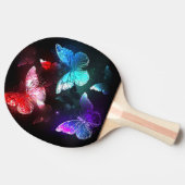 夜白熱［赤熱］光を放つの蝶3匹 卓球ラケット (横)