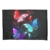 夜白熱［赤熱］光を放つの蝶3匹 枕カバー (正面)