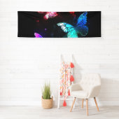 夜白熱［赤熱］光を放つの蝶3匹 横断幕 (インサイチュ)