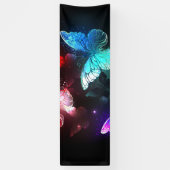 夜白熱［赤熱］光を放つの蝶3匹 横断幕 (縦)