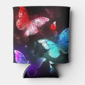 夜白熱［赤熱］光を放つの蝶3匹 缶クーラー (正面)