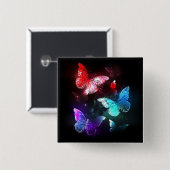 夜白熱［赤熱］光を放つの蝶3匹 缶バッジ (正面&裏面)