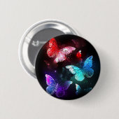 夜白熱［赤熱］光を放つの蝶3匹 缶バッジ (正面&裏面)