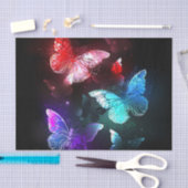 夜白熱［赤熱］光を放つの蝶3匹 薄葉紙 (クラフト)