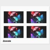 夜白熱［赤熱］光を放つの蝶3匹 長方形シール (シート)