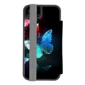 夜白熱［赤熱］光を放つの蝶3匹 INCIPIO iPhoneウォレットケース (フォリオ裏面)