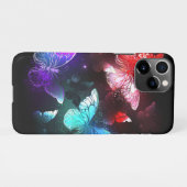 夜白熱［赤熱］光を放つの蝶3匹 iPhoneケース (裏面横)