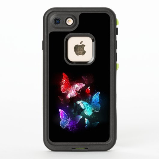 夜白熱［赤熱］光を放つの蝶3匹 LifeProof iPhoneケース (裏面)