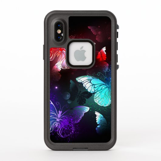 夜白熱［赤熱］光を放つの蝶3匹 LifeProof iPhoneケース (裏面)