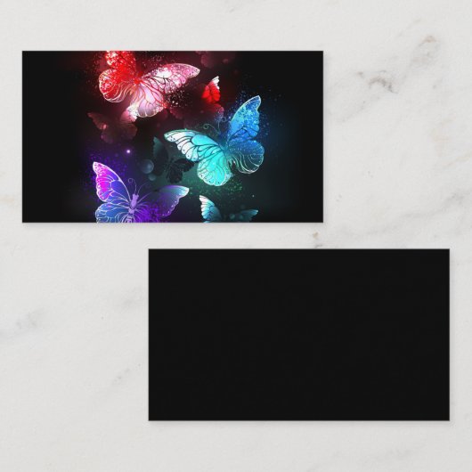 夜白熱［赤熱］光を放つ背三蝶 名刺 (正面/裏面)