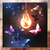 夜白熱［赤熱］光を放つ蝶の電球 ウィンドウサイン (シート2)