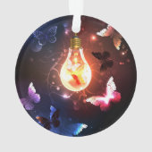 夜白熱［赤熱］光を放つ蝶の電球 オーナメント (裏面)