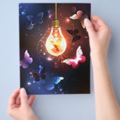 夜白熱［赤熱］光を放つ蝶の電球 チラシ (手)