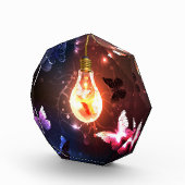 夜白熱［赤熱］光を放つ蝶の電球 フォトブロック (右)