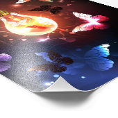 夜白熱［赤熱］光を放つ蝶の電球 フォトプリント            (角)