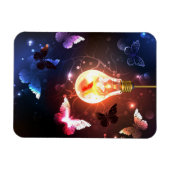 夜白熱［赤熱］光を放つ蝶の電球 マグネット (横)
