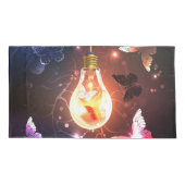 夜白熱［赤熱］光を放つ蝶の電球 枕カバー (裏面)
