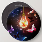 夜白熱［赤熱］光を放つ蝶の電球 缶バッジ (正面&裏面)
