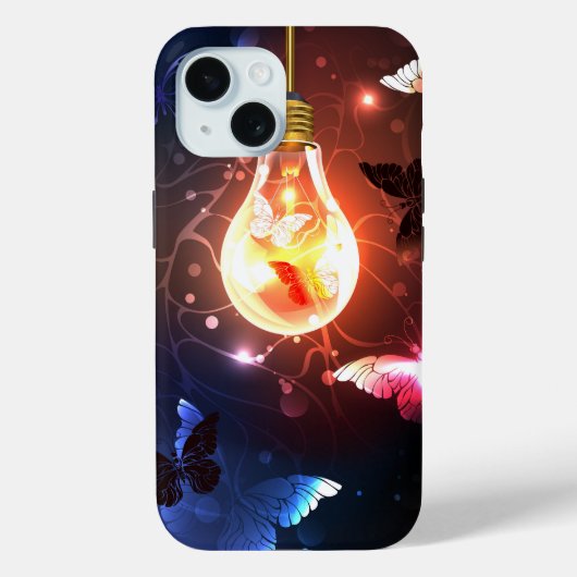夜白熱［赤熱］光を放つ蝶の電球 Case-Mate iPhoneケース (裏面)
