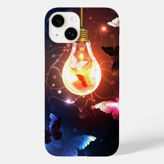 夜白熱［赤熱］光を放つ蝶の電球 Case-Mate iPhoneケース (裏面)