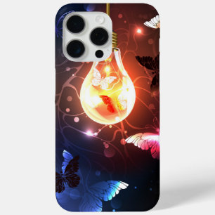 夜白熱［赤熱］光を放つ蝶の電球 iPhone 15 PRO MAXケース