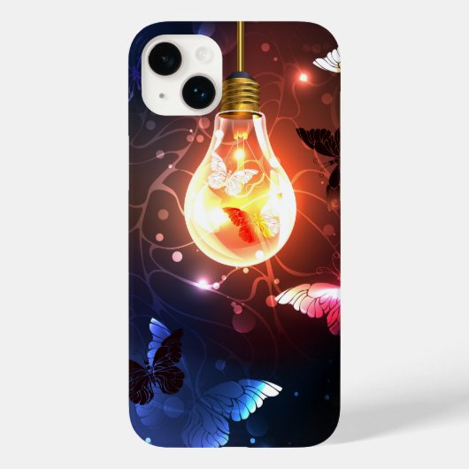 夜白熱［赤熱］光を放つ蝶の電球 Case-Mate iPhoneケース (裏面)