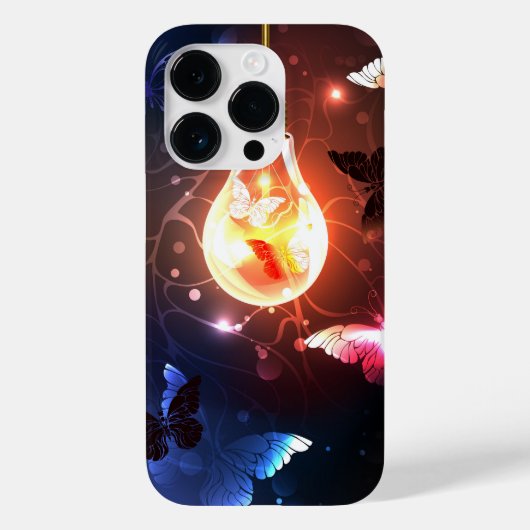 夜白熱［赤熱］光を放つ蝶の電球 Case-Mate iPhoneケース (裏面)