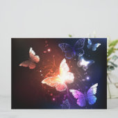 夜白熱［赤熱］光を放つ蝶はがき 案内状 (スタンド正面)