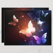夜白熱［赤熱］光を放つ蝶はがき 案内状 (正面/裏面)