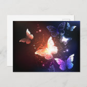 夜白熱［赤熱］光を放つ蝶 インビテーションポストカード (正面/裏面)