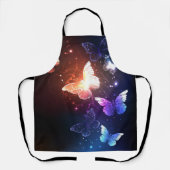 夜白熱［赤熱］光を放つ蝶 エプロン (正面)
