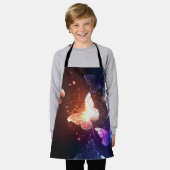 夜白熱［赤熱］光を放つ蝶 エプロン (着用した状態)