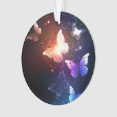 夜白熱［赤熱］光を放つ蝶 オーナメント (正面)