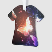 夜白熱［赤熱］光を放つ蝶 オーナメント (正面)