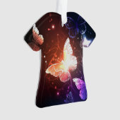 夜白熱［赤熱］光を放つ蝶 オーナメント (正面)