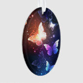 夜白熱［赤熱］光を放つ蝶 オーナメント (正面)