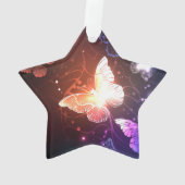 夜白熱［赤熱］光を放つ蝶 オーナメント (裏面)