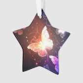 夜白熱［赤熱］光を放つ蝶 オーナメント (正面)