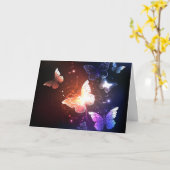 夜白熱［赤熱］光を放つ蝶 カード (黄色い花)