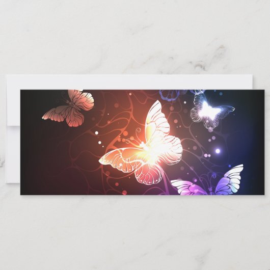夜白熱［赤熱］光を放つ蝶 カード (正面)